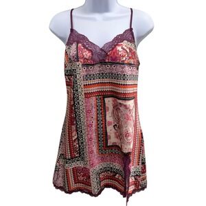 Victoria's Secret Women's Size Small‎ Satin Chemise Slip Dress Lace Trim Slit